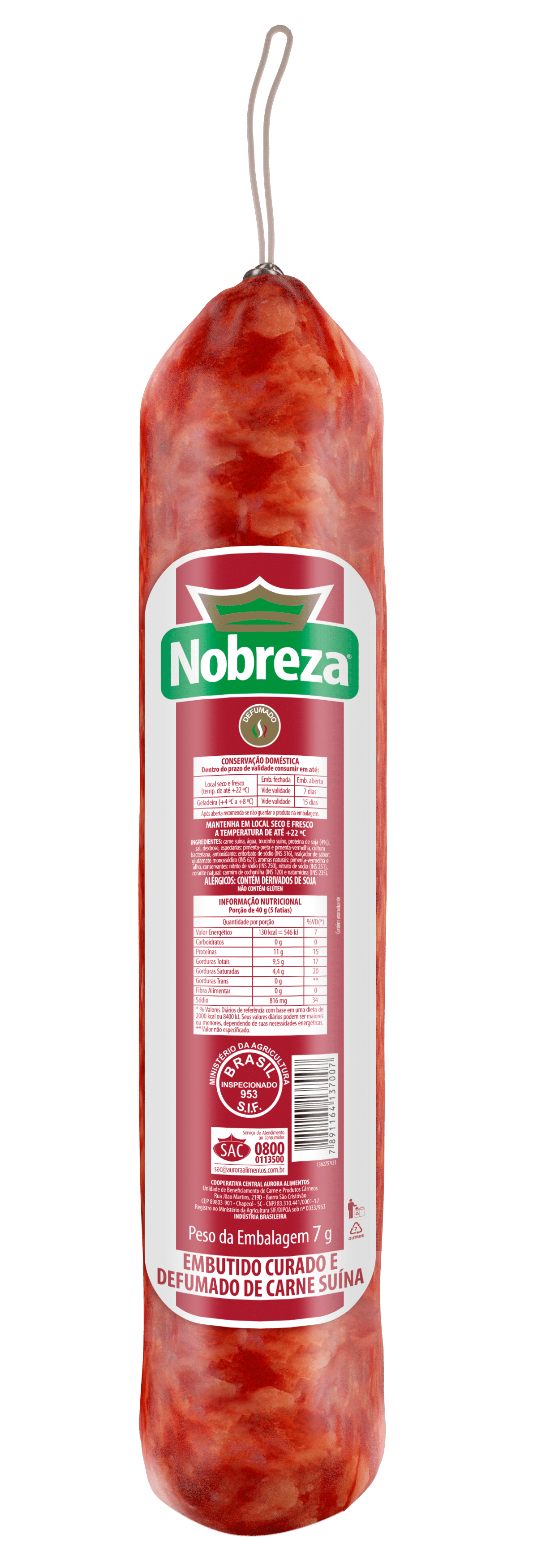 13700 - Embutido Curado Nobreza Nobre 300g