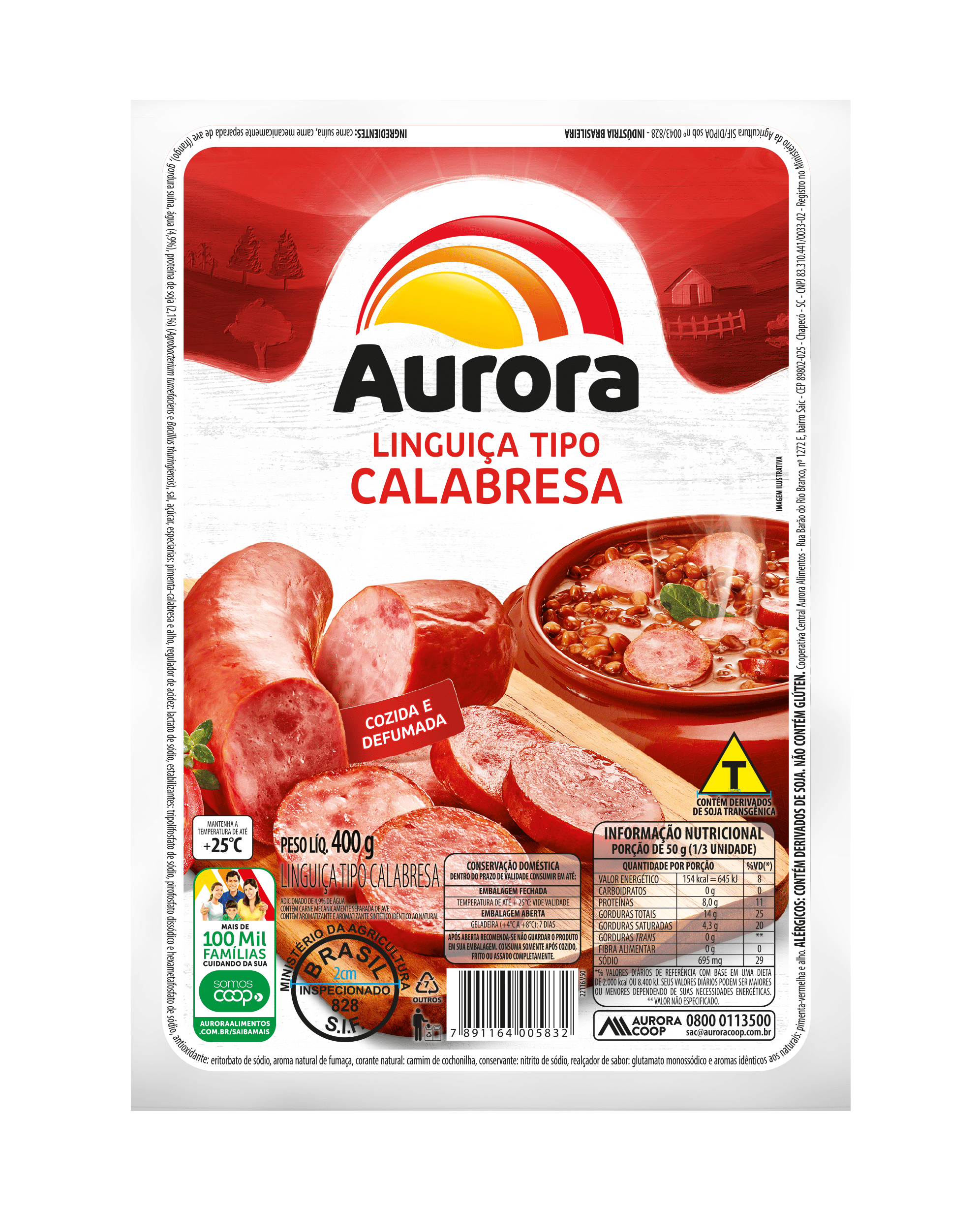 583 - Linguiça Calabresa Defumada Aurora 400g